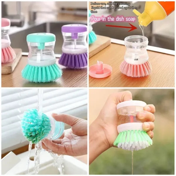 Dishwashing Brush With Liquid Soap Dispenser